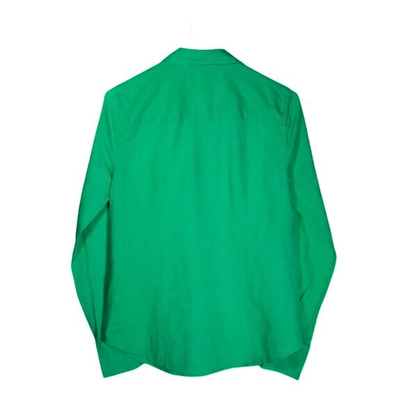 J. Crew Women's Shirt Button Up Green Linen Cotton Blouse Preppy Perfect Top 4 - Picture 2 of 8